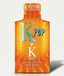 K Pop by K Shot kratом extract packaging with orange and blue design on a white background