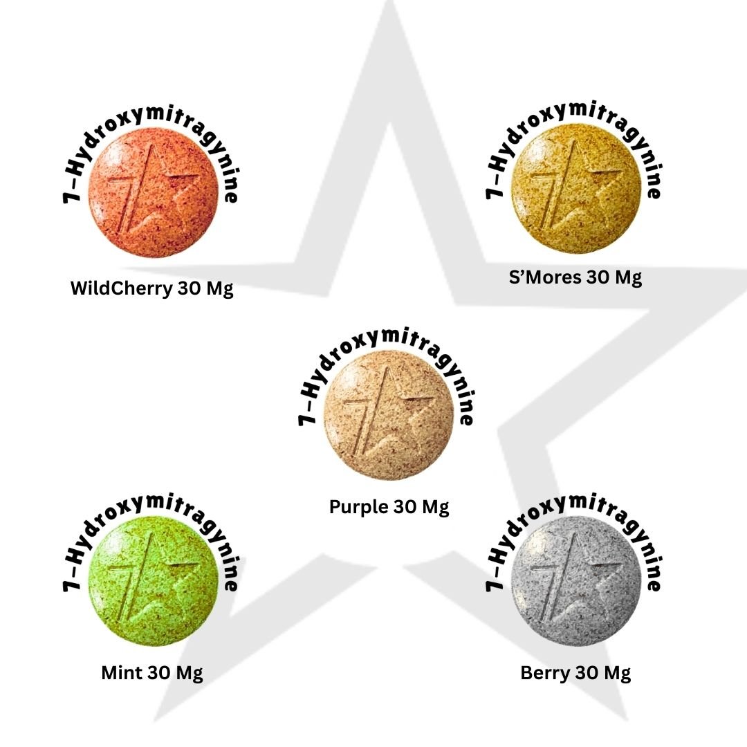7-STAR Tablets where each tablet with it's flavor and mg count