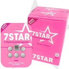 Pink packaging of 7Star supplement with star design on a white background