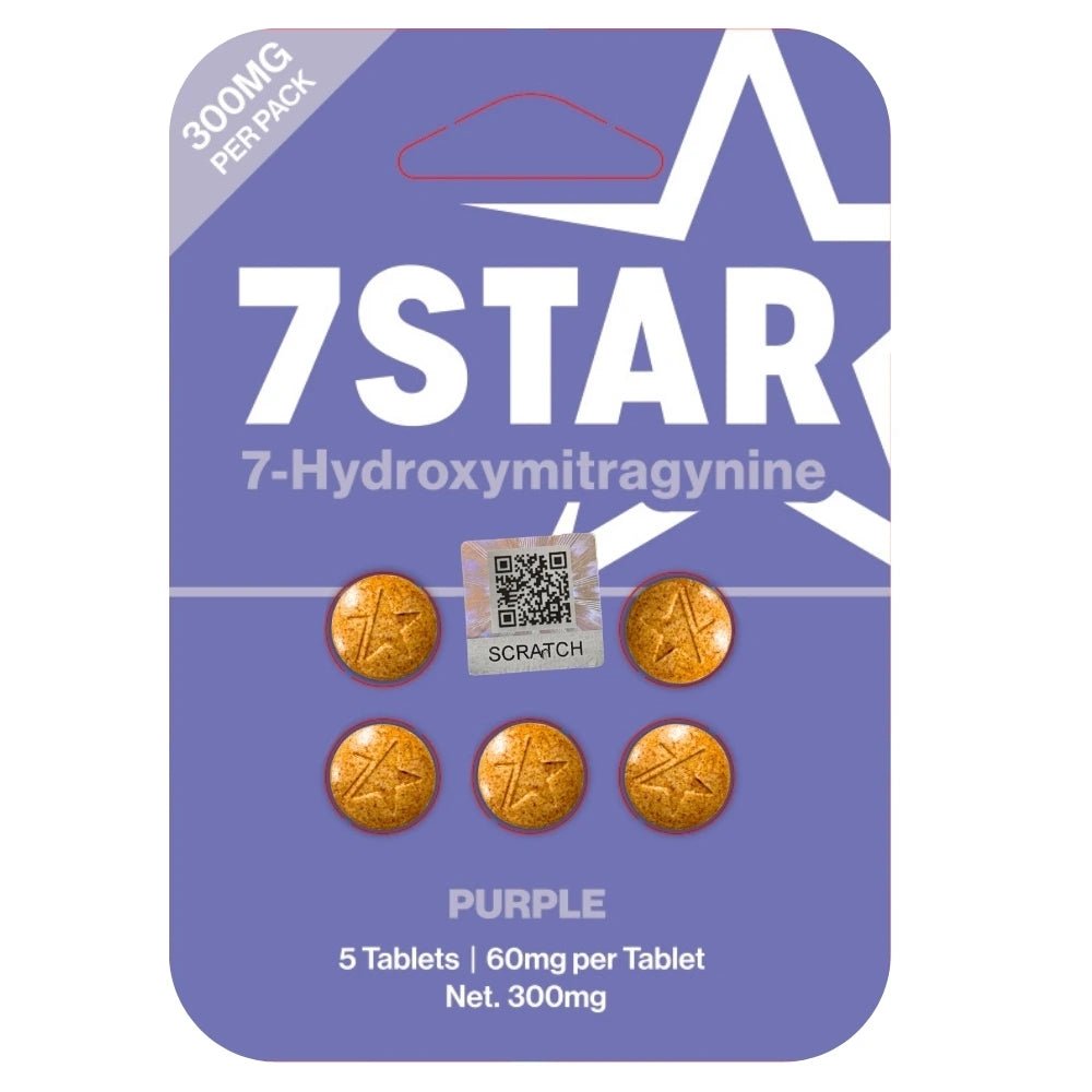 Purple packaging of 7Star tablets with gold-colored tablets on a white background