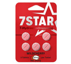 Red packaging of 7Star 7-Hydroxymitragynine Wildcherry tablets on a white background