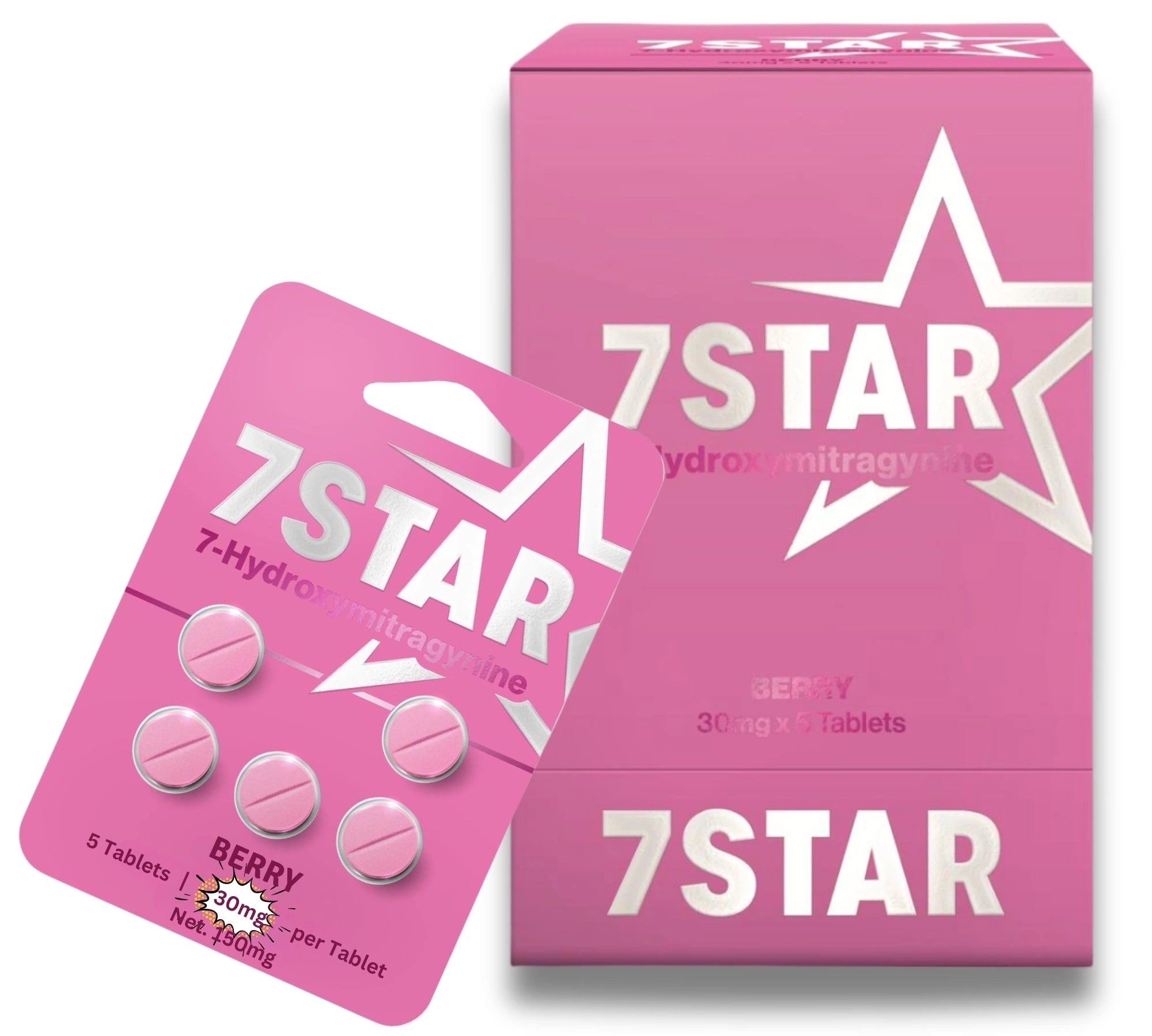 Pink packaging of 7Star tablets with visible branding on a white background