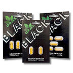 Three packages of O.P.M. Black Kratom Extract on a white background