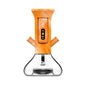Orange and clear device with digital display on a white background