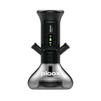 Black and silver electronic device with 'ploox' branding on a white background