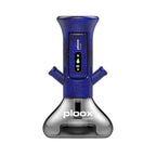 Blue and silver Plooxx device on a white background