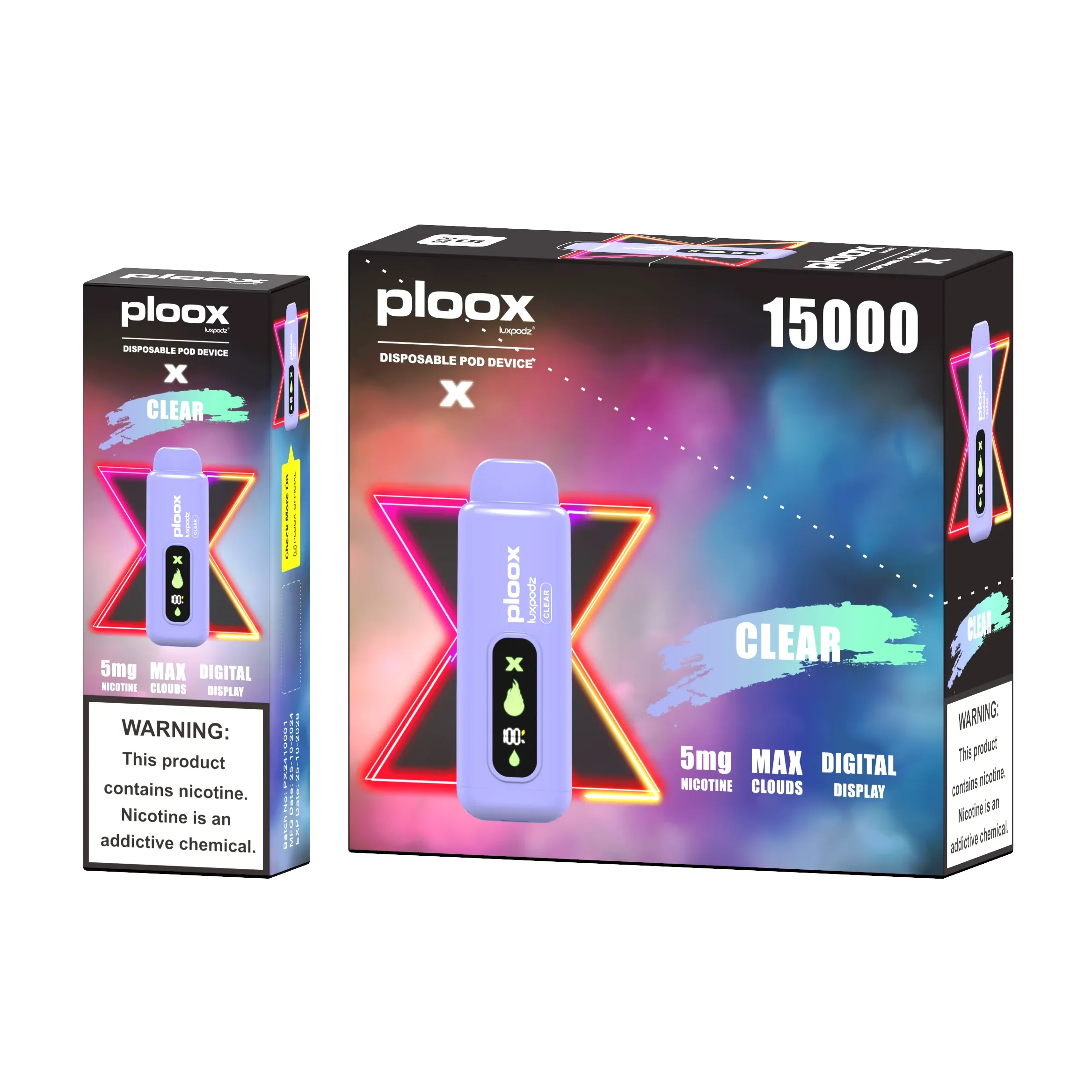 Ploox Me Hookah X Vape 15,000 Puffs 5% Disposable by Luxpodz - 5 Count Box
