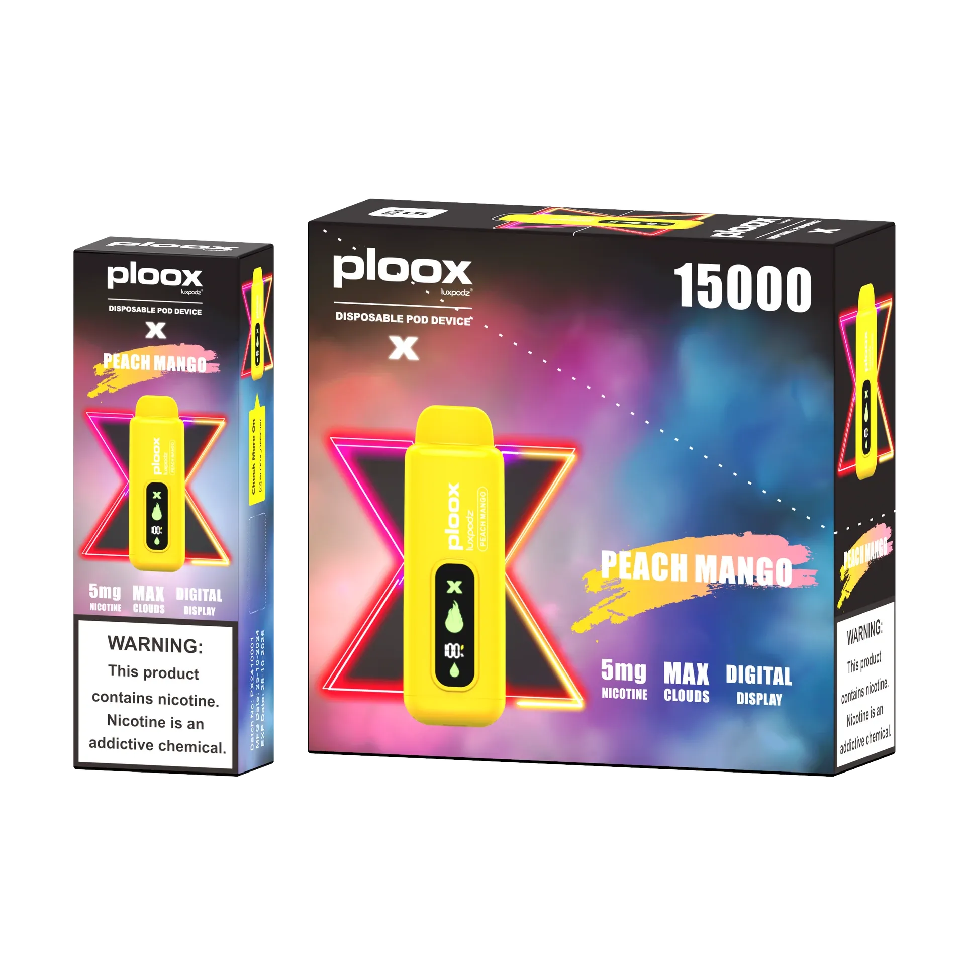 Ploox Me Hookah X Vape 15,000 Puffs 5% Disposable by Luxpodz - 5 Count Box