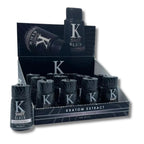 Display of K Kratom Extract shots with packaging on a white background