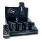 Display of K Kratom Extract shots with packaging on a white background