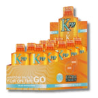Box of K-Pop Kratom Packs for on the go with orange and yellow packaging.