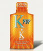 K Pop by K Shot kratом extract packaging with orange and blue design on a white background