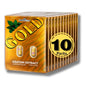Box of OPM Gold Kratom Extract with 10 packs on a white background